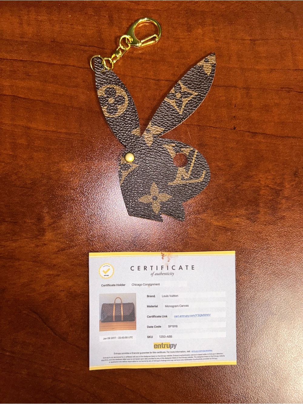 Louis Vuitton Monogram Bunny Key Charm with Gold Hardware